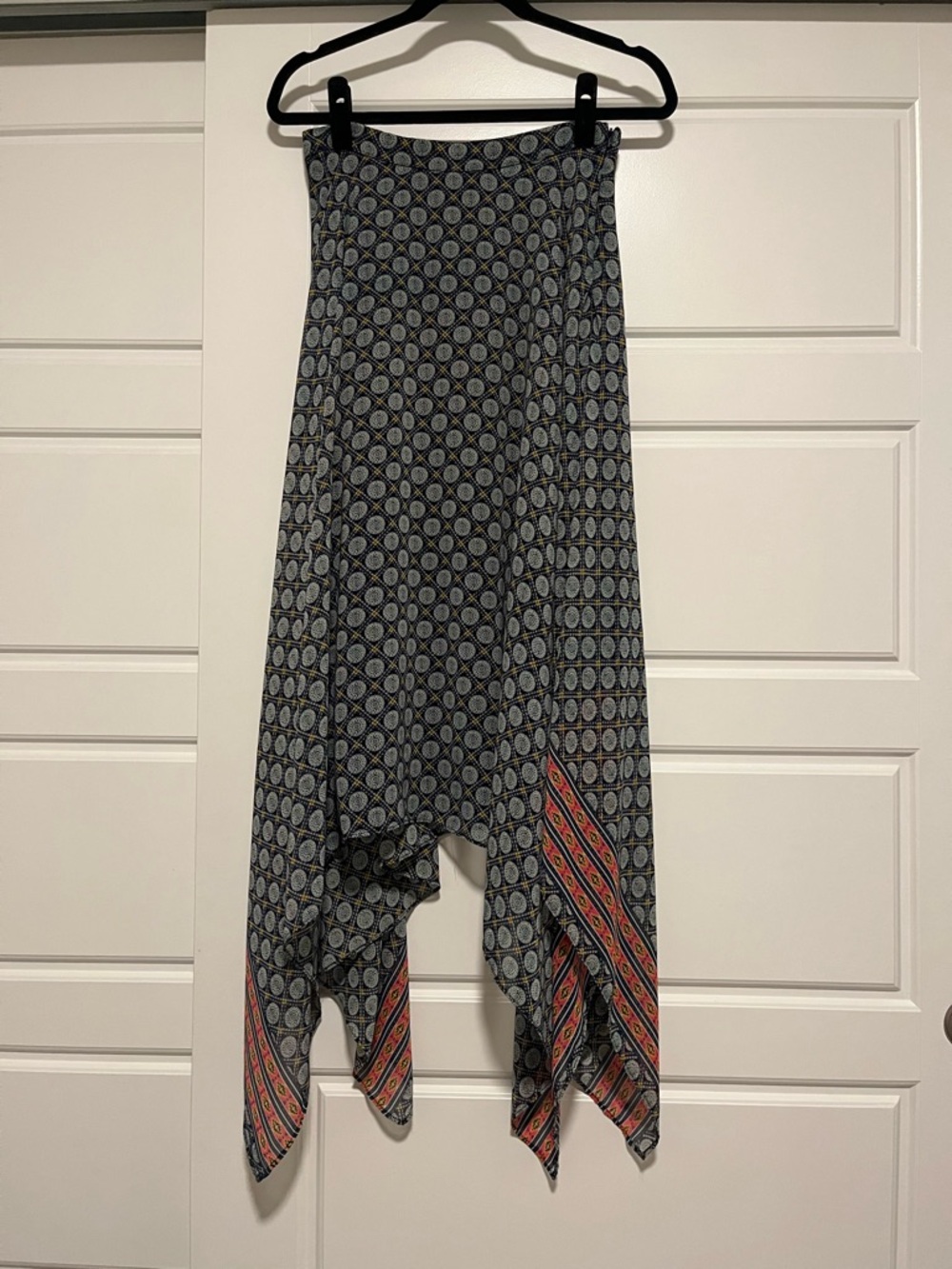 Soprano Navy Printed Maxi Skirt with Yellow Accents